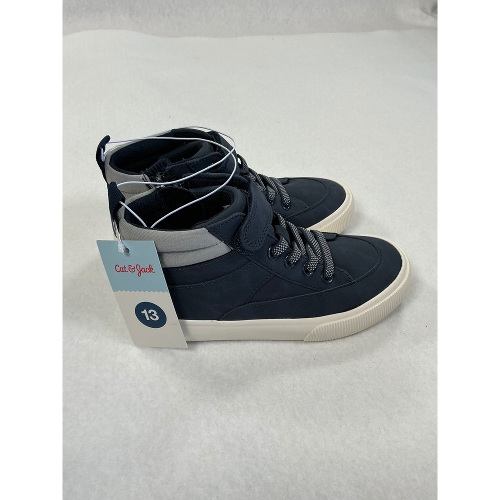 Cat & Jack Harlen Navy Blue High Top Sneakers Kids Size 13 Side Zip 093120142 - Picture 2 of 7